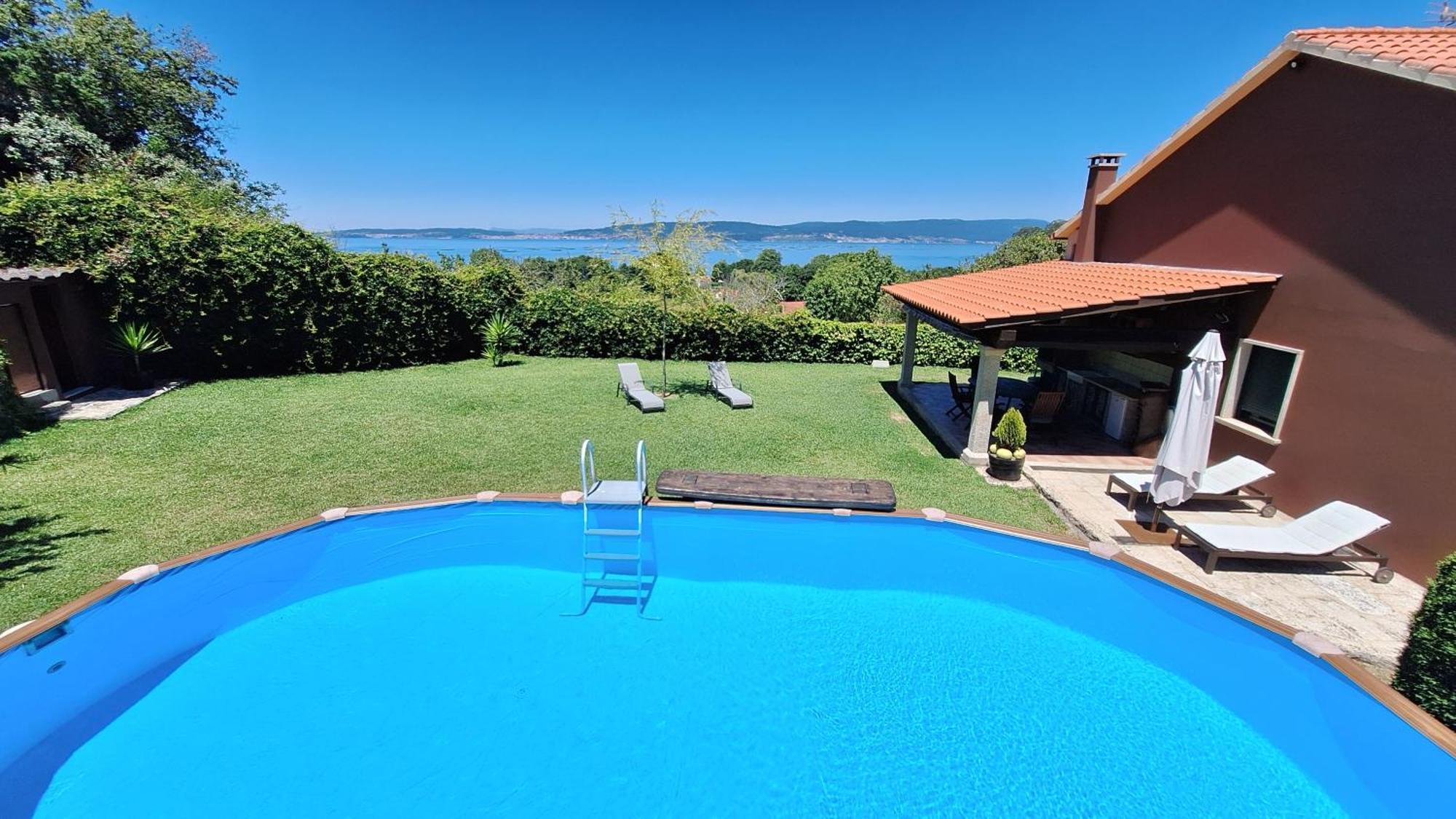 Chalet Rural 400 M Playa Piscina Barbacoa Chimenea Bueu Exterior photo